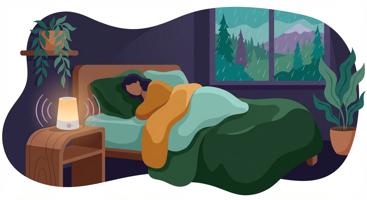 A sensory-friendly recovery space with soft lighting and heavy blankets