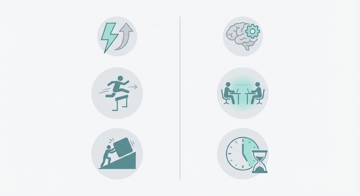 Infographic comparing high-effort strategies with low-energy AuDHD hacks for managing executive dysfunction.