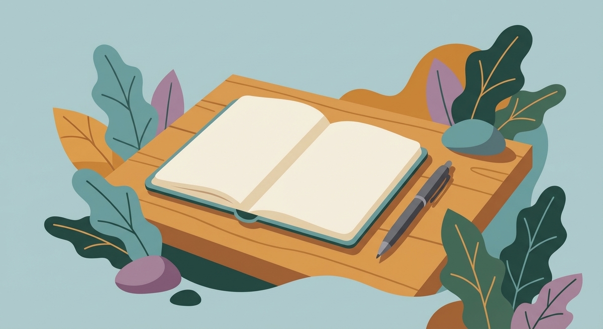 An open journal on a wooden desk, representing clarity and validation.