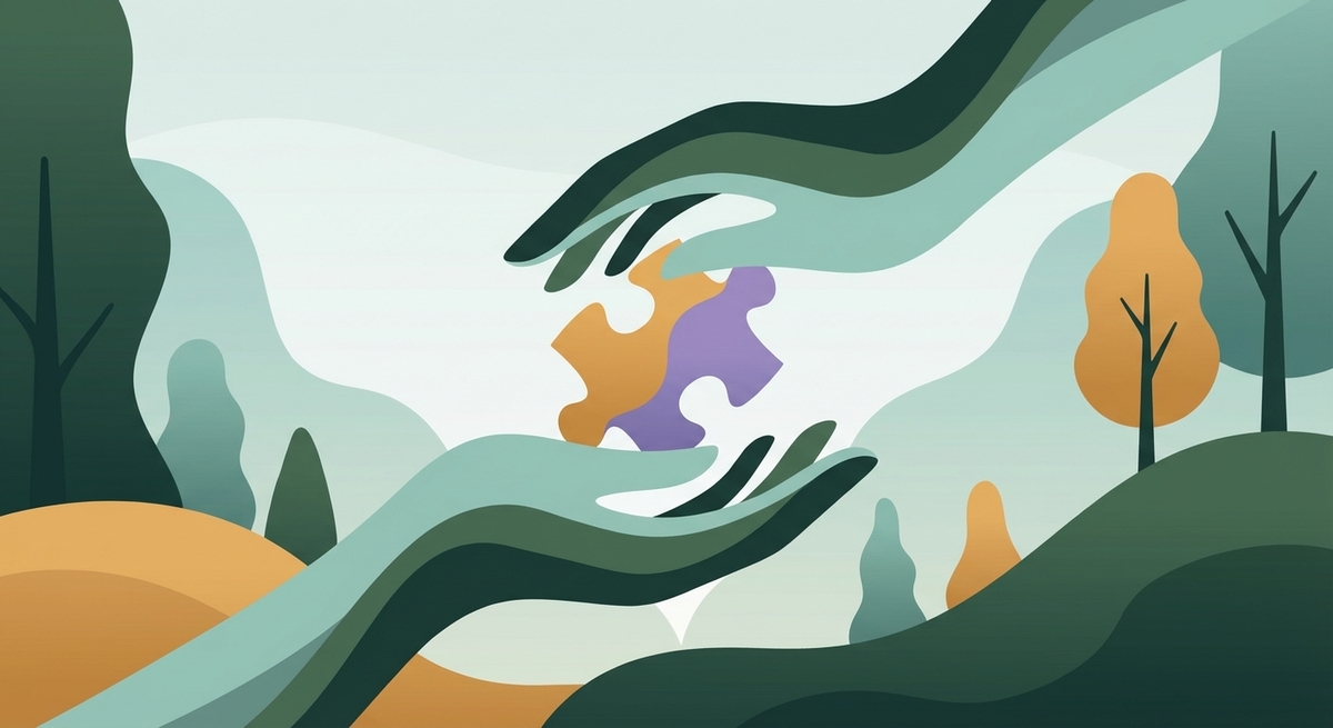 Hands trying to fit a mismatched puzzle piece together.