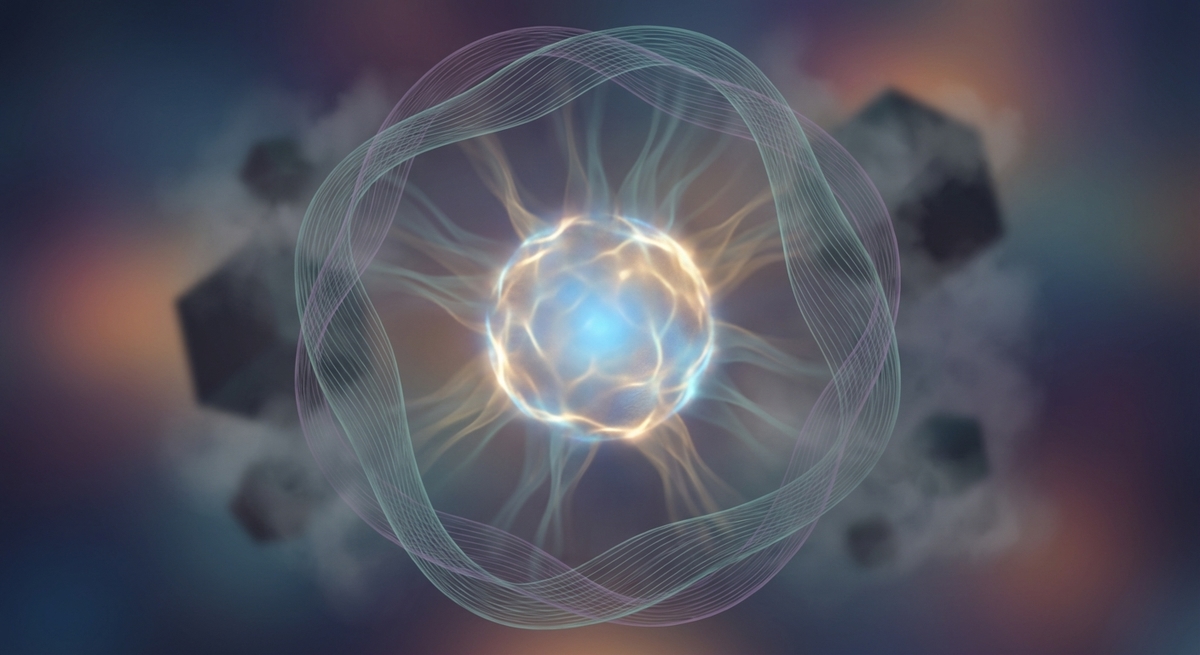 Abstract image of a glowing core protected by a permeable mesh, symbolizing safe unmasking and selective vulnerability.