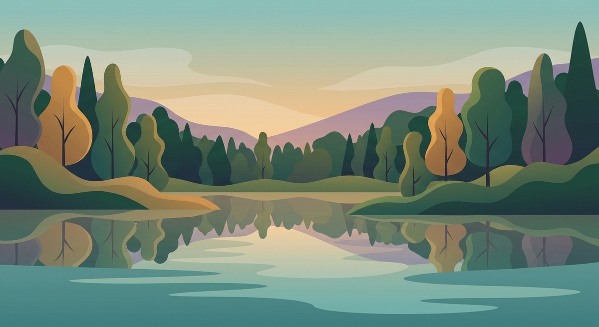 A serene lake reflecting intricate trees in the Pacific Northwest