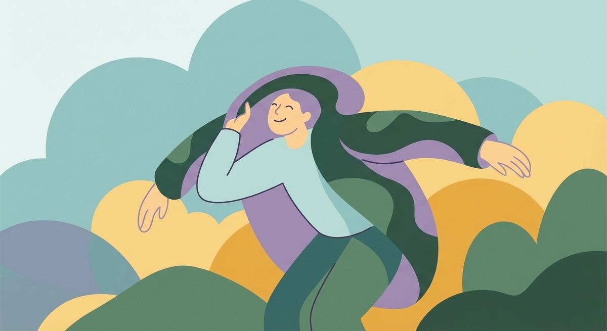 A person feeling relieved and relaxed in a safe space