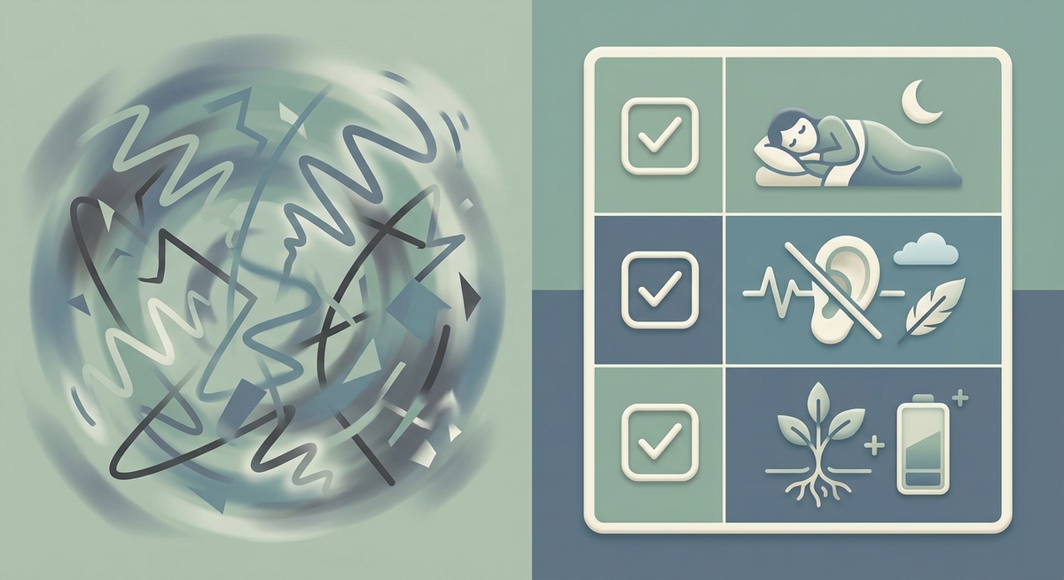Minimalist infographic comparing physical flu-like symptoms of a sensory hangover versus emotional symptoms of burnout