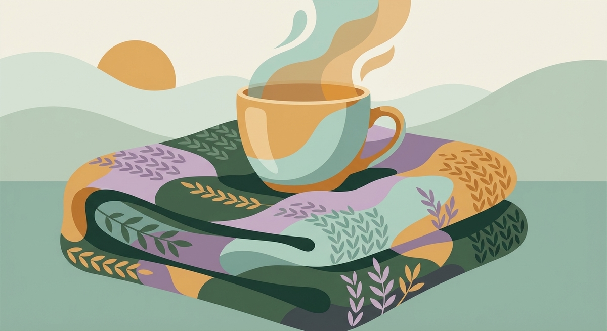 A comforting cup of tea on a soft wool blanket for sensory regulation