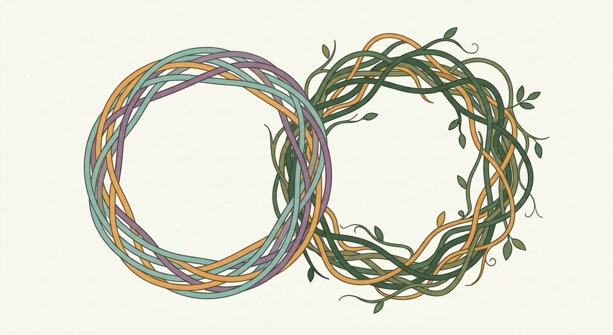 Two overlapping circles representing the intersection of autism and ADHD traits.