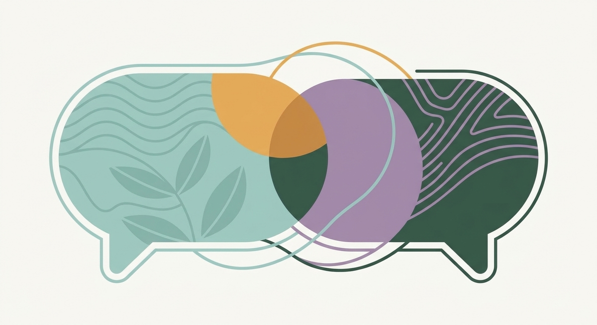 Abstract illustration of two different communication styles meeting