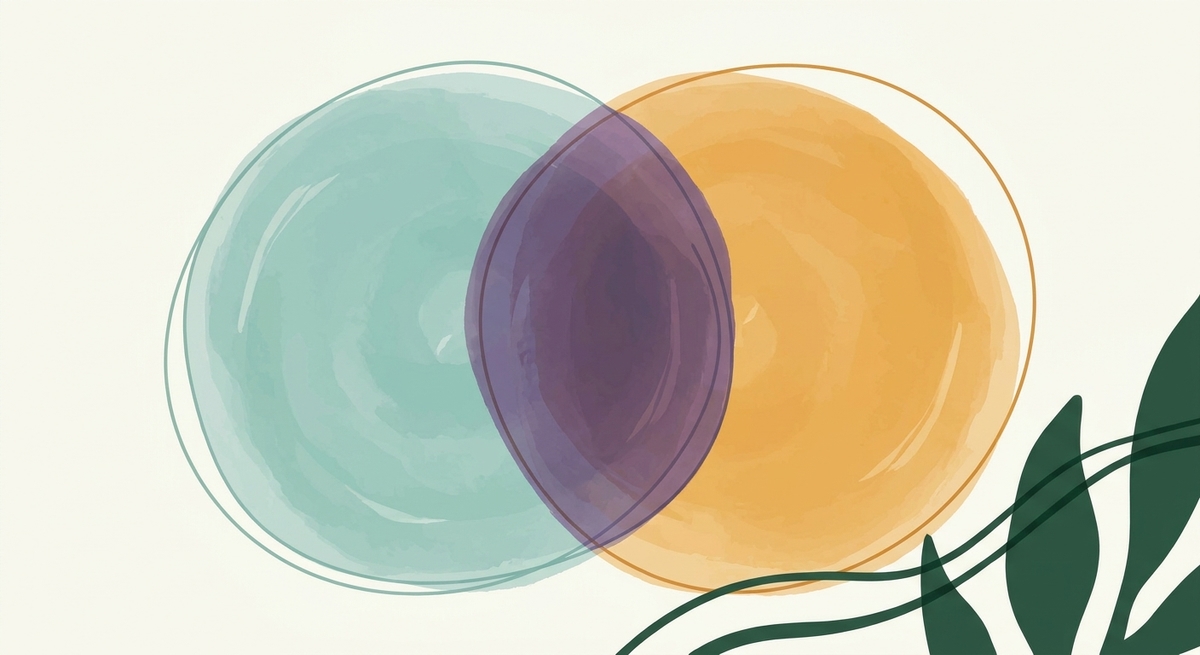 Watercolor circles overlapping to represent the blend of autism and ADHD traits