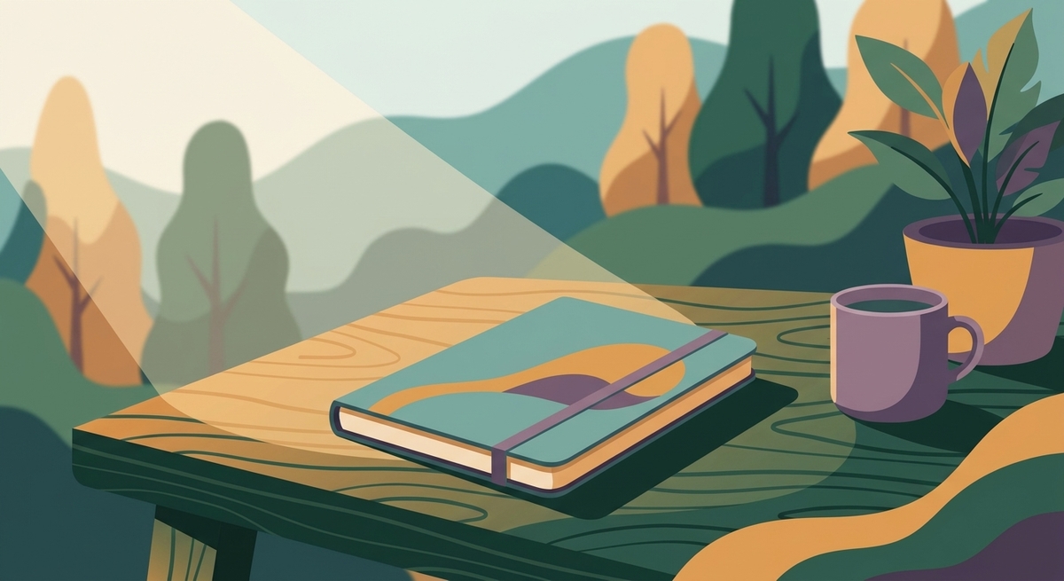 An open journal on a sunlit table representing mental health clarity